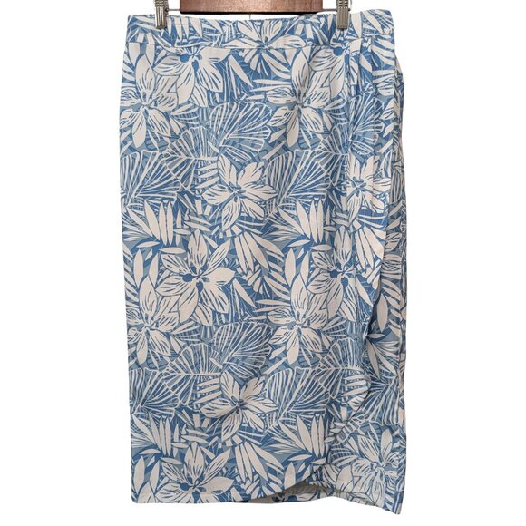 Ripskirt Womens Sz L Light Blue Floral Length 3 HIdden Pocket Coverup Wrap Skirt - Picture 1 of 8
